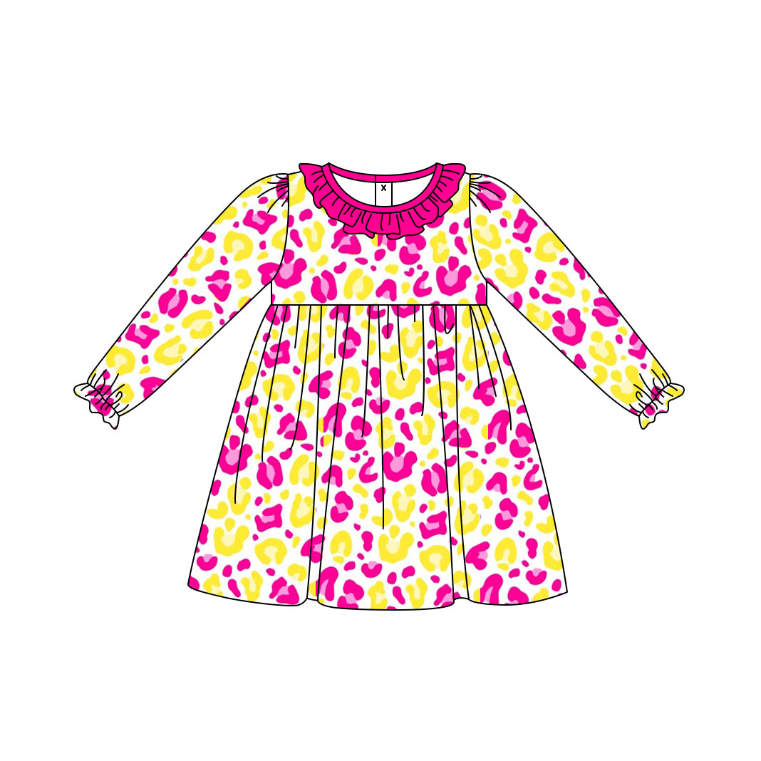 6.17 custom each style moq 5eta 4-6week baby girls clothes rose red leopard long sleeve girls dress