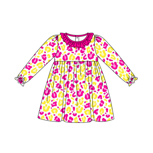 6.17 custom each style moq 5eta 4-6week baby girls clothes rose red leopard long sleeve girls dress