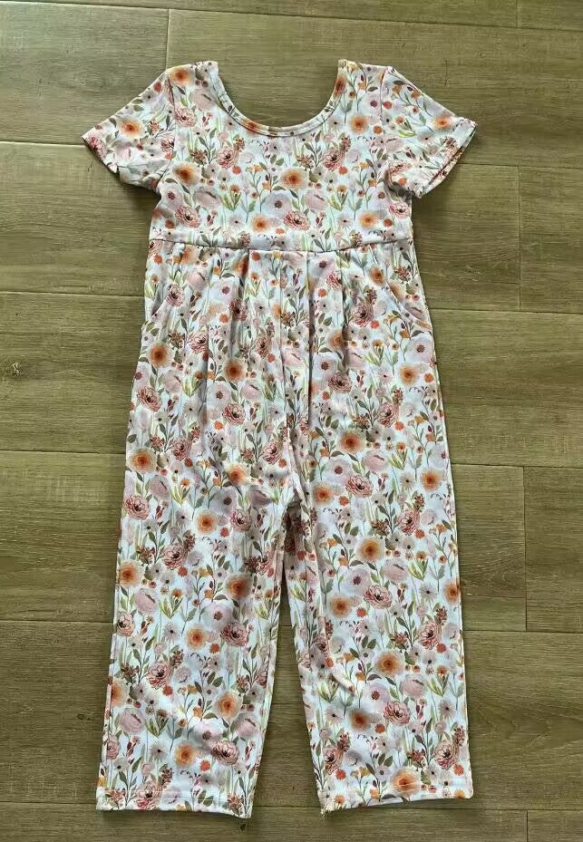 custom moq 5 eta 4-5 weeks baby girls clothes floral short sleeve jumpsuit girls summer