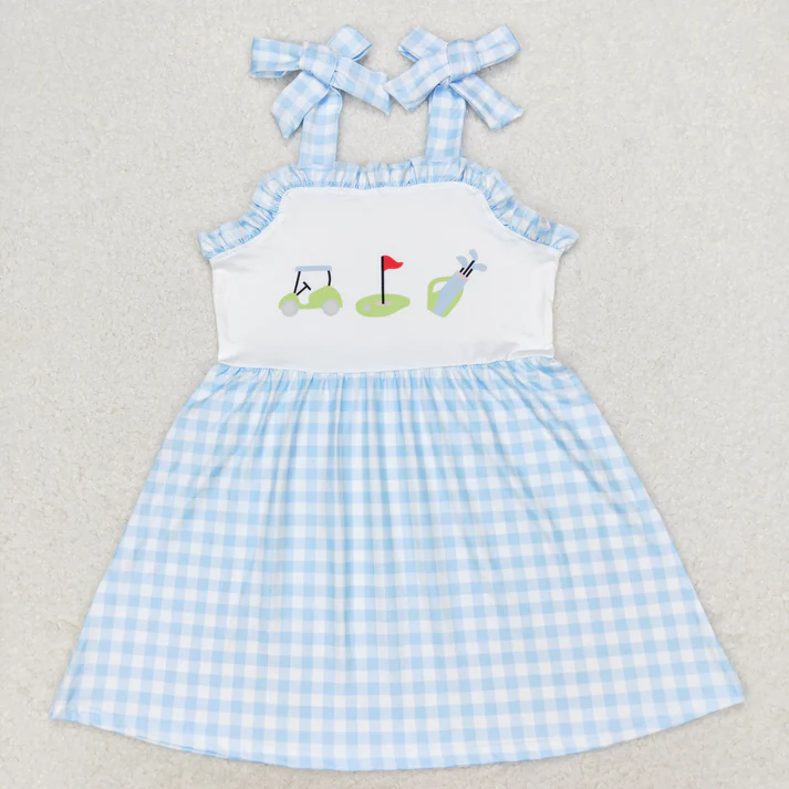 RTS NO MOQ Baby Girls Golf Summer Sibling Rompers Dresses Outfits Clothes Sets