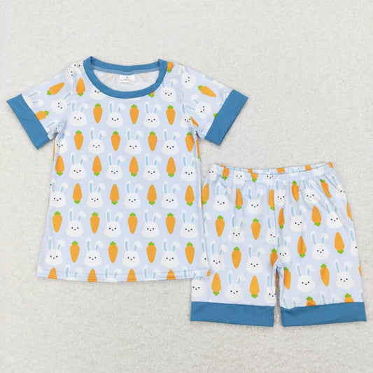 BSSO0357 Carrot Rabbit Blue Short Sleeve Shorts Suit