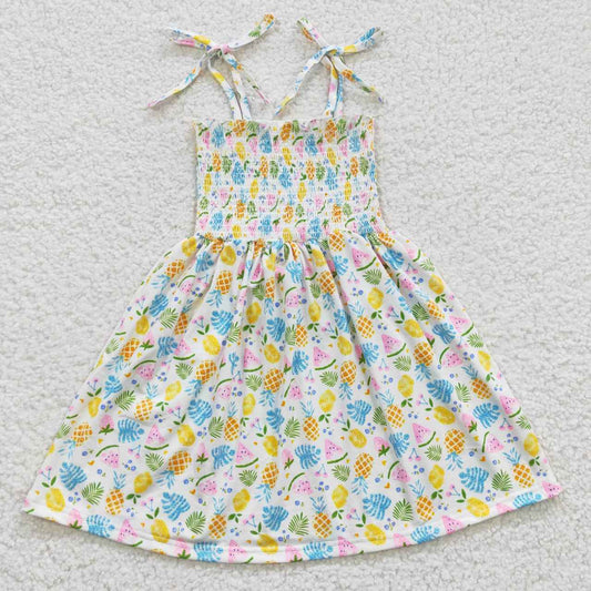 GSD0374 Yellow Pineapple Elastic Dress