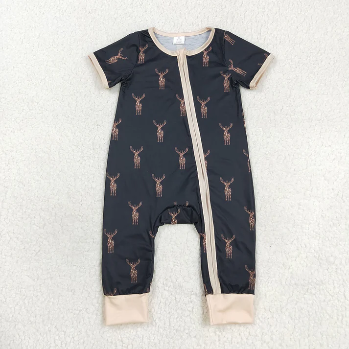 RTS NO MOQ Camo Deers Sibling Rompers Pajamas Clothes   Sibling Brother Bamboo Pajamas Clothes  50%cotton +45%bamboo +5%spandex（复制）