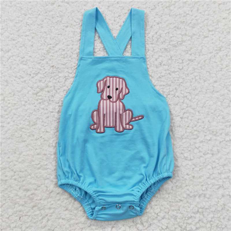 baby boys and girls romper dog prints blue and pink