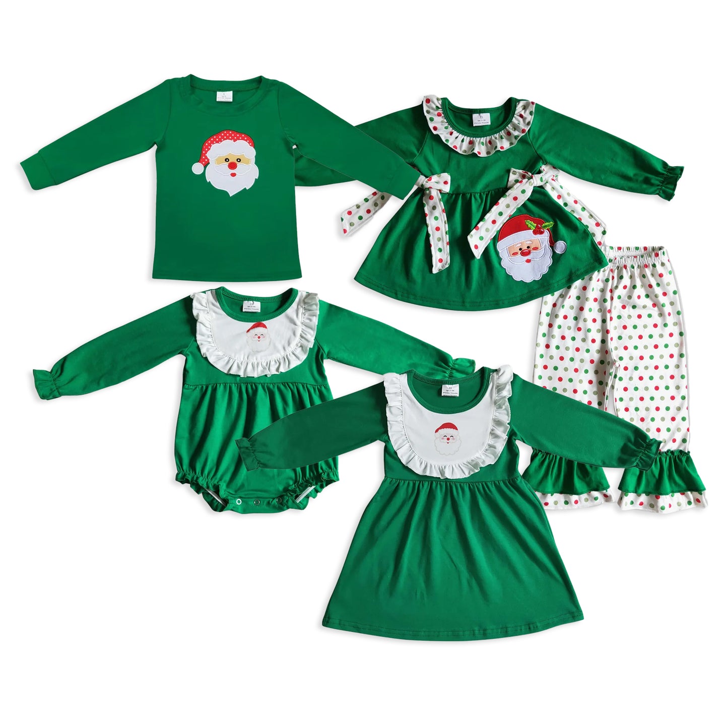 RTS NO MOQ baby girls clothes Christmas embroidery long sleeve set Rompers dress Clothes Sets