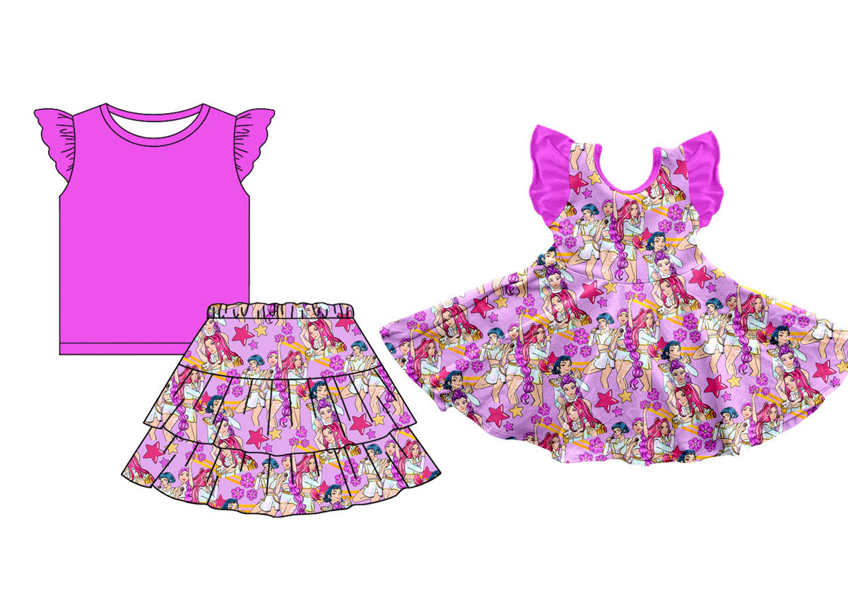 25.11.24 custom each style moq 5 eta 6-8week Sibling Sister cartoon baby girl short sleeve skirts shorts sets and dress match design