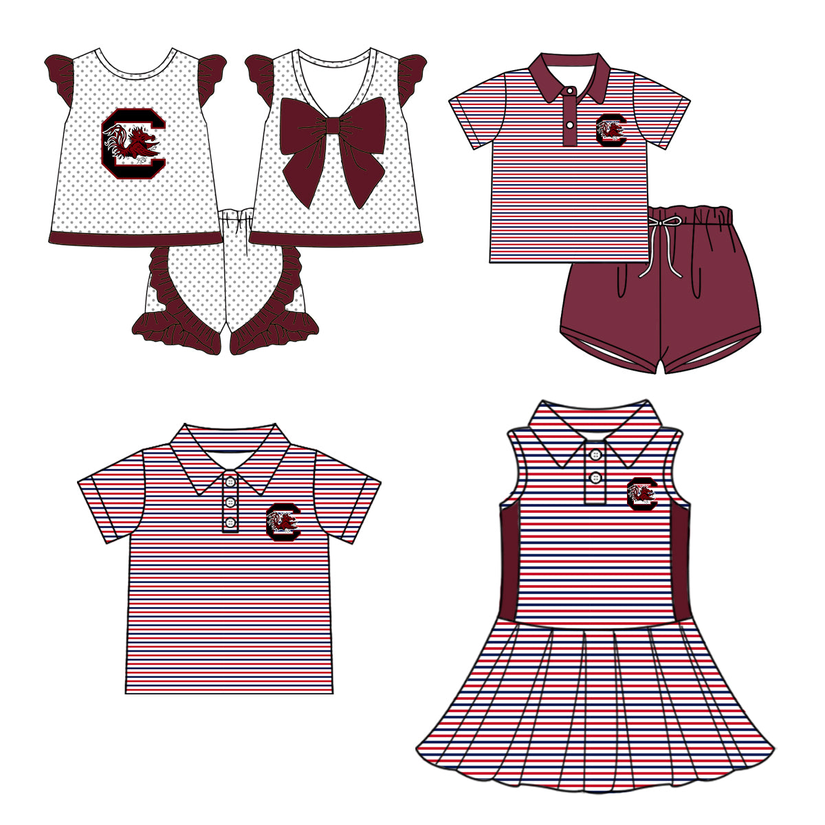 Custom summer teams baby girls clothes team brick red sets dress top-25.5.5