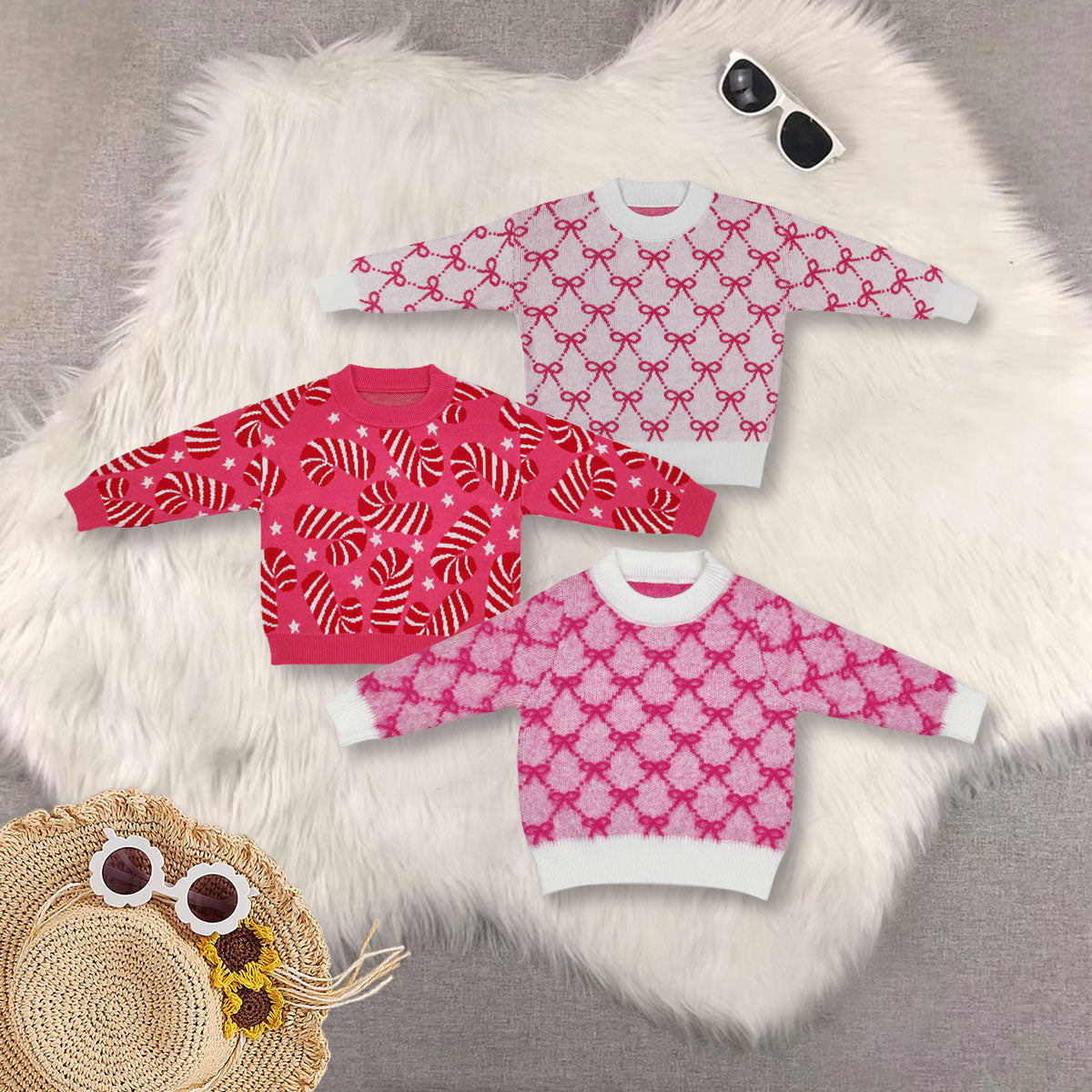 RTS NO MOQ Sibling baby girls clothes Christmas Sweater High quality sweater fabric in stock