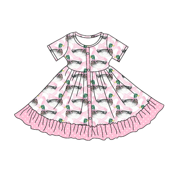 5.1custom each style moq 5eta 4-5week Sibling Sister  duck pink girls outifts and romper match family design