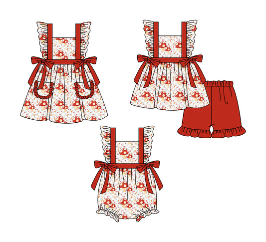 1.9 custom each style moq 5eta 4-6week Sibling Sister baby girl short sleeve shorts sets and dress and rompers match family design