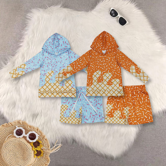 RTS NO MOQ Sibling baby girls clothes hooded long sleeve shorts sets