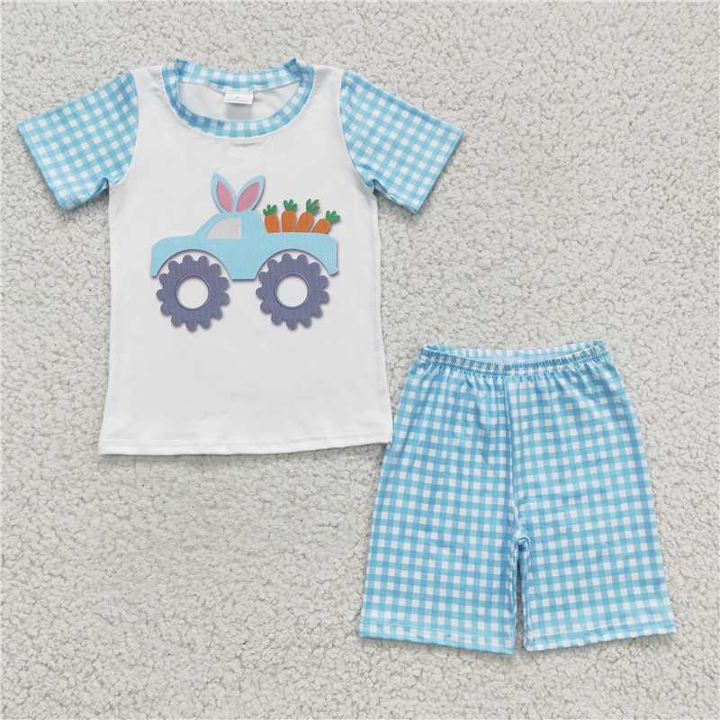 RTS NO MOQ baby girl clothes easter short-sleeved shorts suit & short-sleeved sets