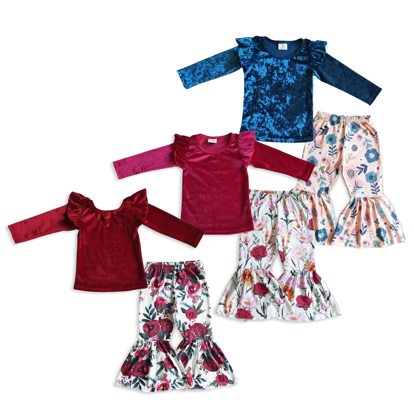 RTS NO MOQ Sibling Baby girl clothes long Sleeve Pants Sets