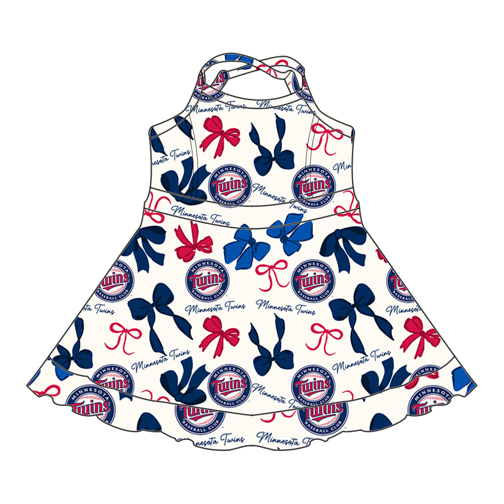 Custom moq 5 mix sizes summer teams baby girls clothes team blue short sleeve skirts shorts sets dress 1 and dress 2 and dress 3 and dress 4-25.5.21