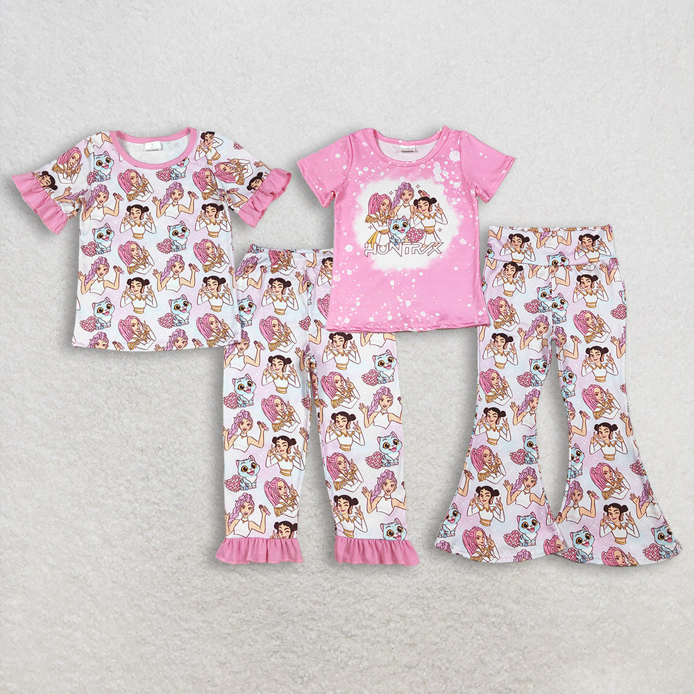 12/18m-14/16t RTS NO MOQ Sibling baby girl clothes cartoon short-sleeved pants sets