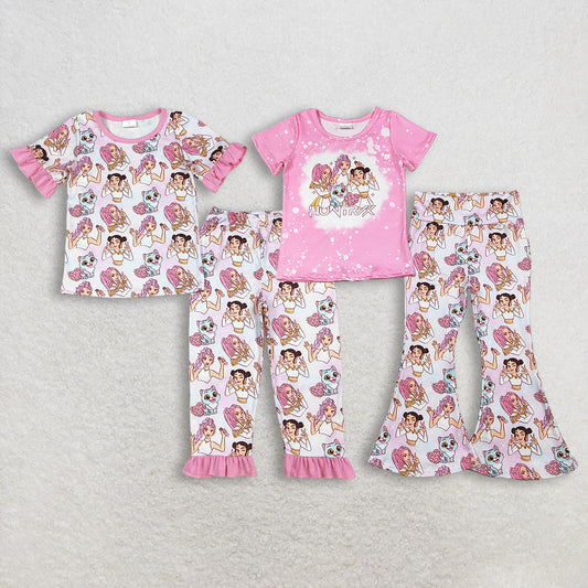 12/18m-14/16t RTS NO MOQ Sibling baby girl clothes cartoon short-sleeved pants sets