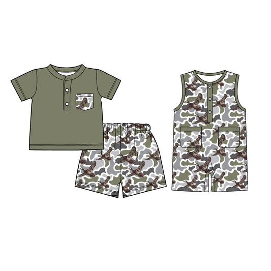 26.1.6 custom each style moq 5 eta 6-8week Sibling Sister camouflage duck baby boy short sleeve shorts sets and romper match design