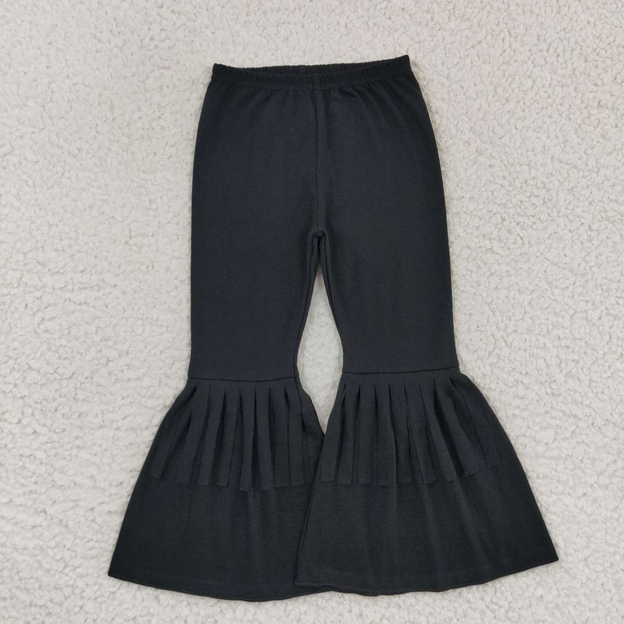 P0282 Black fringed cotton trousers