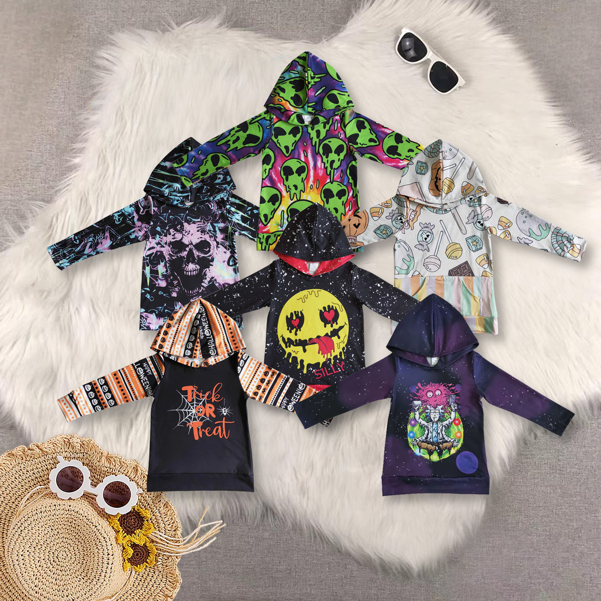 RTS NO MOQ Sibling baby boy girl clothes hooded long sleeved tops