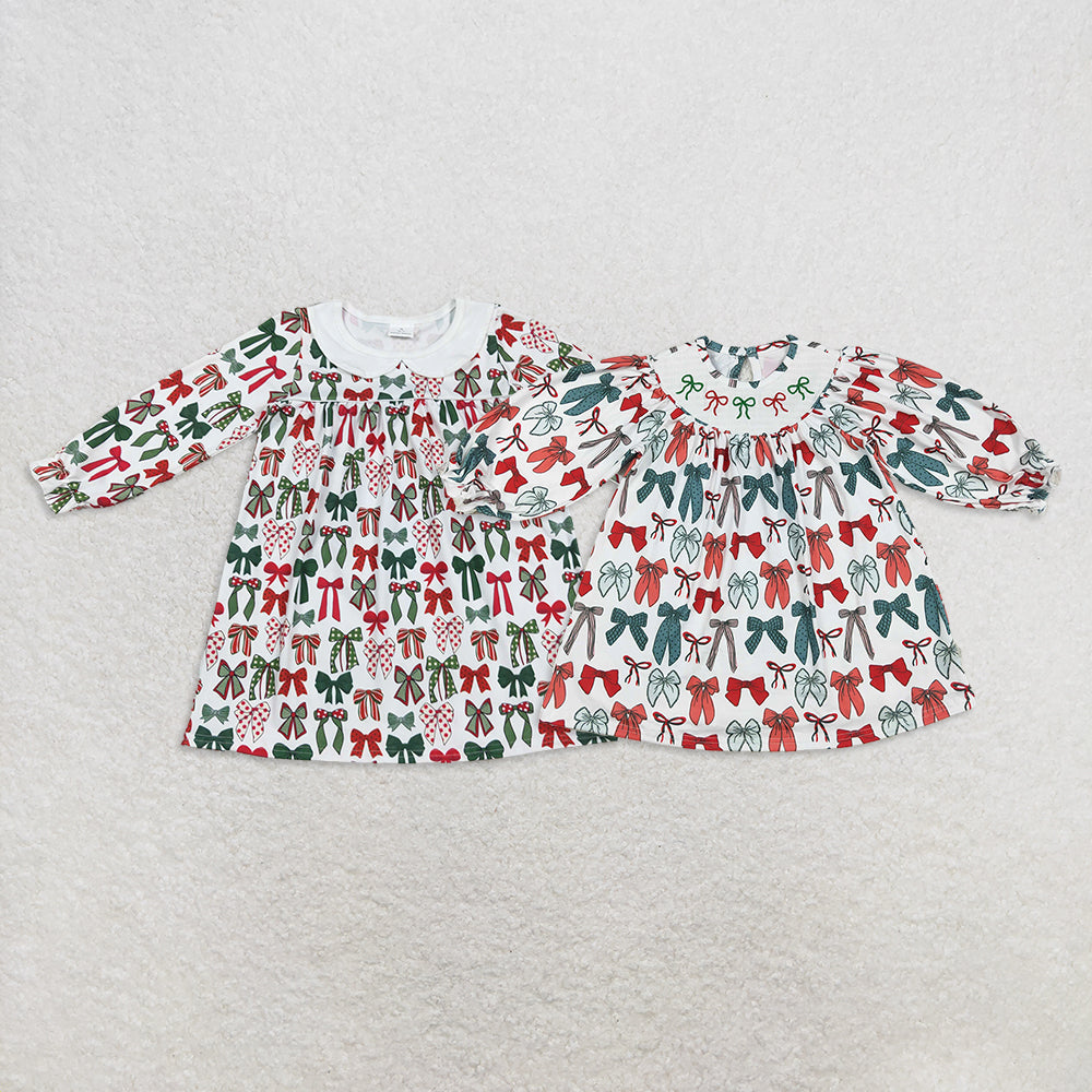 RTS NO MOQ Sibling baby girl clothes Christmas long sleeve dresses