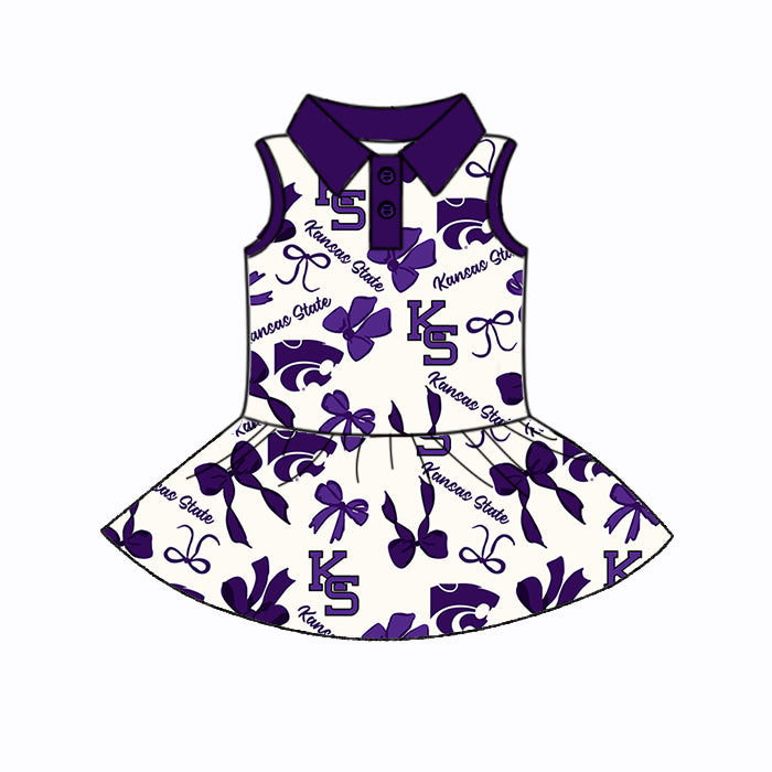 Custom moq 5 mix sizes summer teams baby girls clothes team purple short sleeve skirts shorts sets dress 1 and dress 2 and dress 3 and dress 4-25.5.23