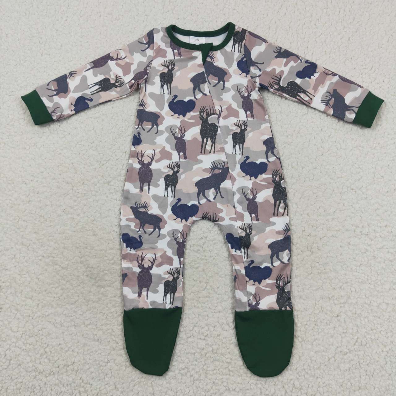 LR0519 Camouflage Fawn Green Long Sleeve Bodysuit – sunshine kids clothes