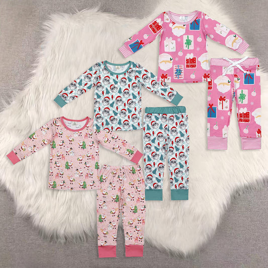 RTS NO MOQ Sibling Baby boys clothes modal Chrsitmas Long Sleeve Pants pajamas Sets