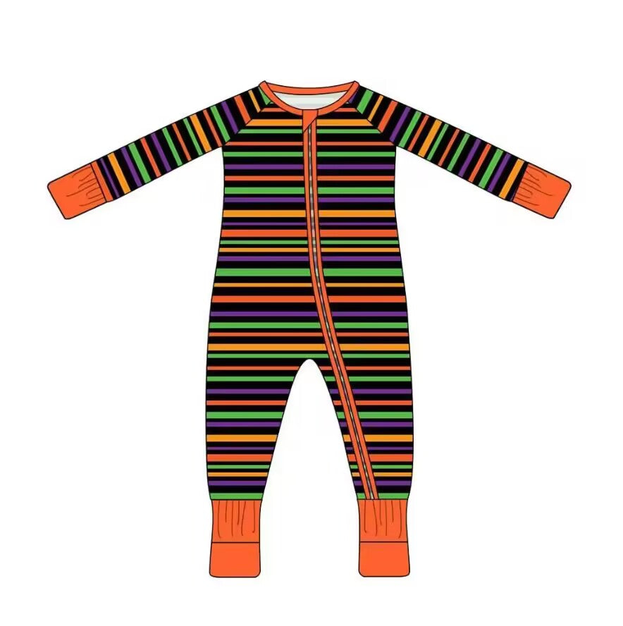 5.10 custom each style moq 5eta 4-5week Sibling Sister Color striped zipper convenience orange girls and boys outfits and baby rompers match family design