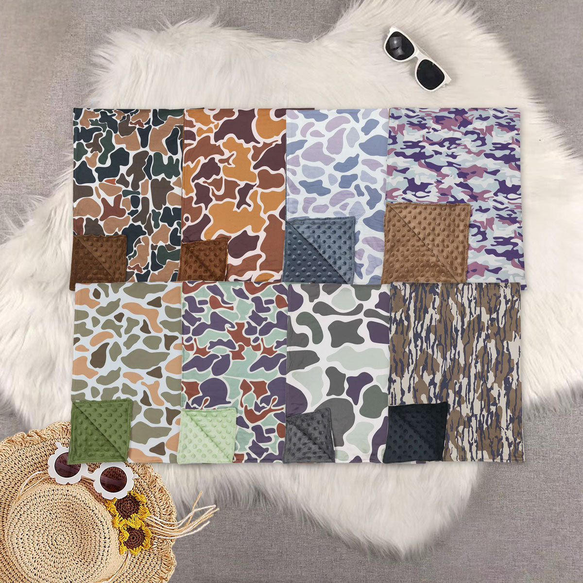 RTS NO MOQ Sibling baby kids Summer duck camouflage baby blankets