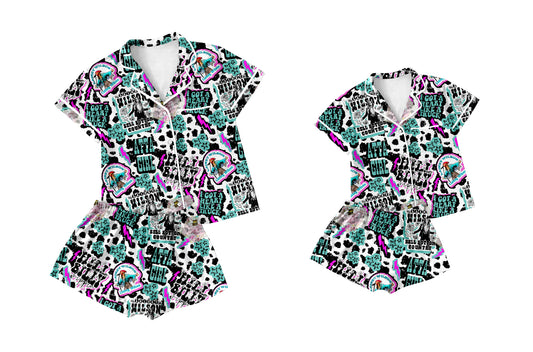 3.18 custom each style moq 5eta 4-6week Sibling Sister short sleeve shorts sets and adult sets match design