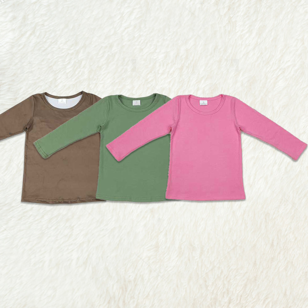 RTS NO MOQ baby girl clothes solid color long-sleeved tops