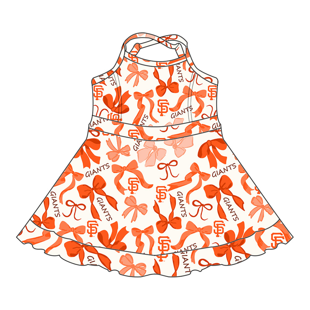 Custom moq 5 mix sizes summer teams baby girls clothes team orange short sleeve skirts shorts sets dress 1 and dress 2 and dress 3 and dress 4-25.5.17