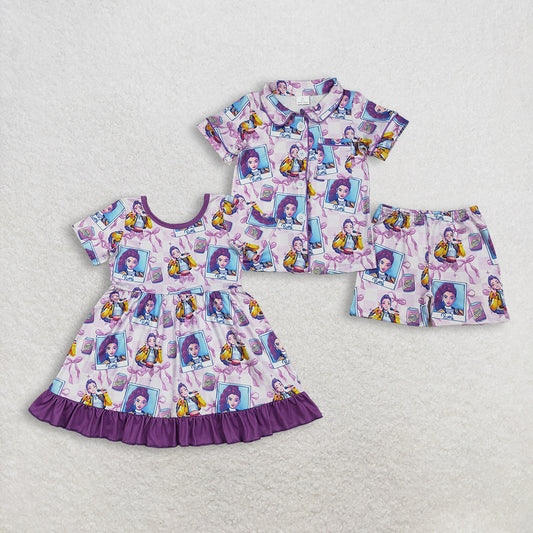 12/18m-14/16t RTS NO MOQ sibling baby girls clothes cartoon short sleeve Clothes Sets and dress