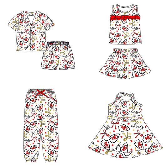 Custom moq 5 mix sizes summer teams baby girls clothes team red short sleeve shorts sets dress kids pants-25.5.12