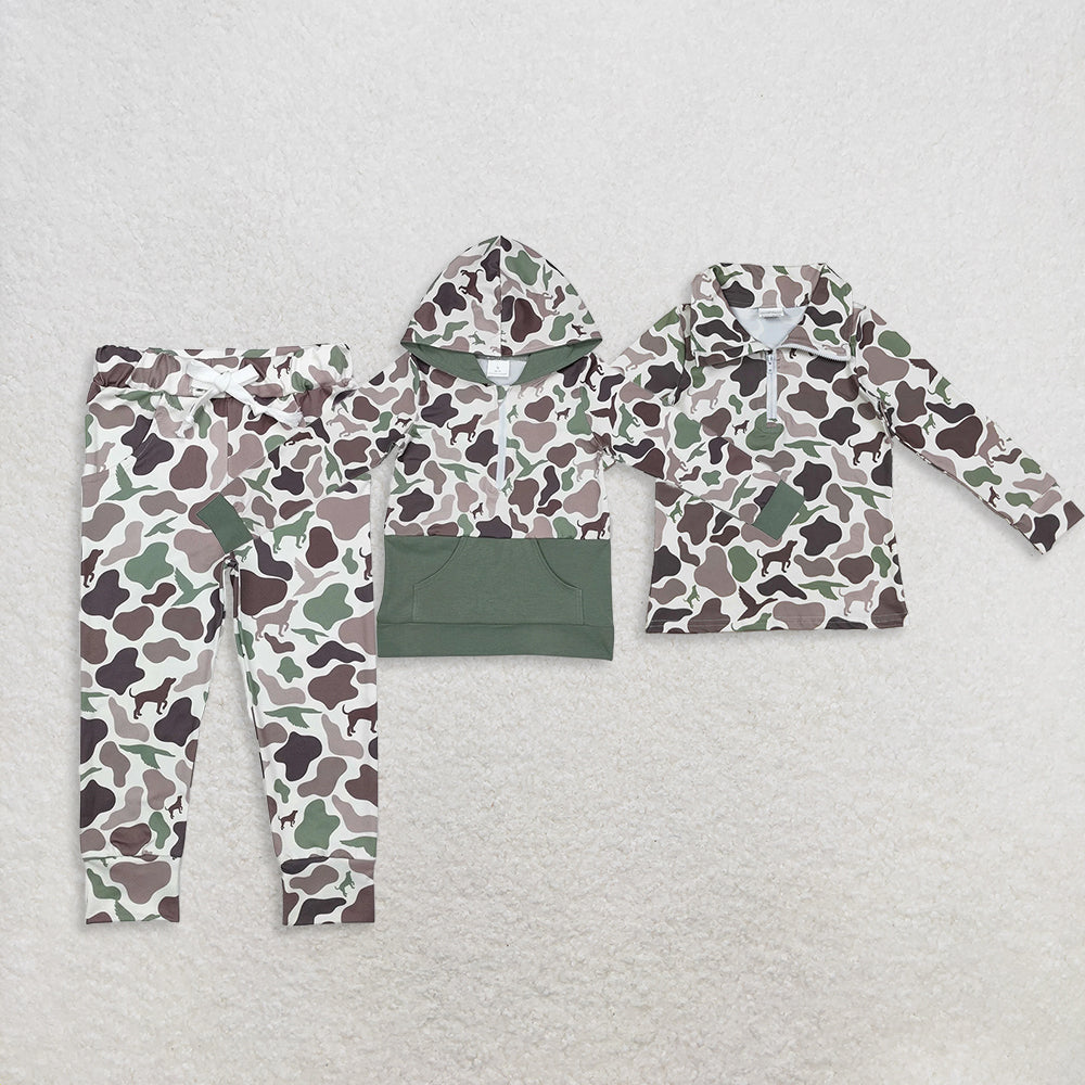 Sibling Baby Boys girl clothes camouflage duck hooded long Shirt 2 and pants Summer Clothes
