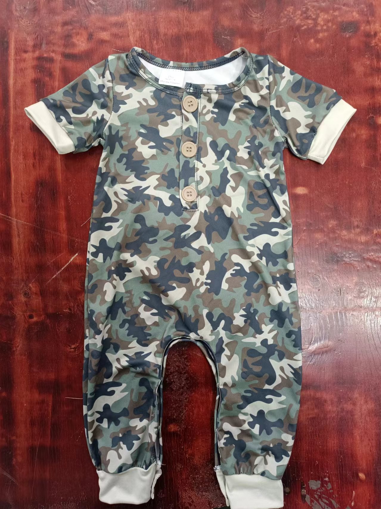 custom moq 5 eta 5weeks mix size baby boys clothes camouflage short sleeve summer Romper