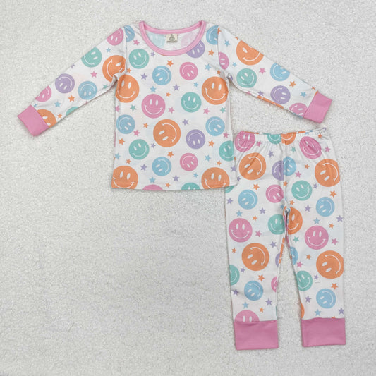 BAMBOO RTS NO MOQ ETA 5/7days GLP1694 Modal Smiley Star Color Long Sleeve Pants Pajamas Set