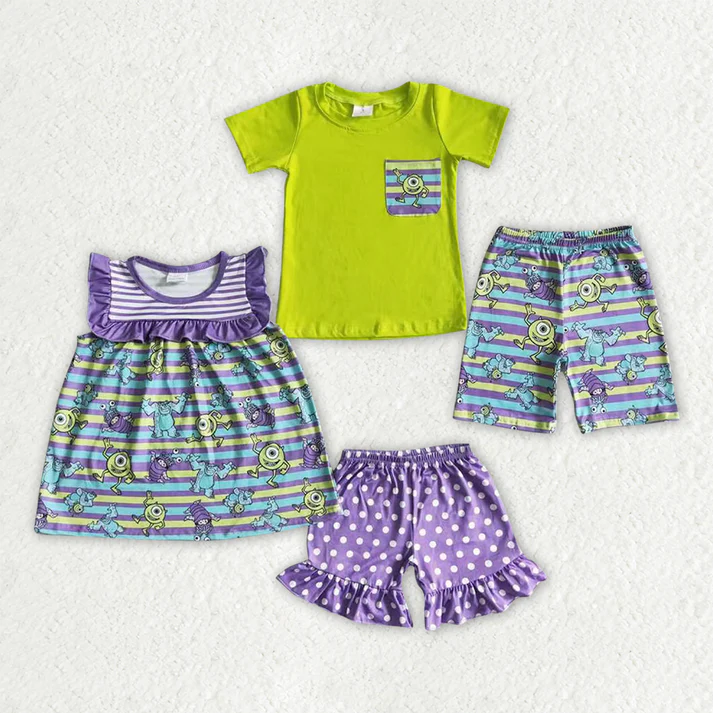 RTS NO MOQ baby girls Clothes short sleeve shorts Sets