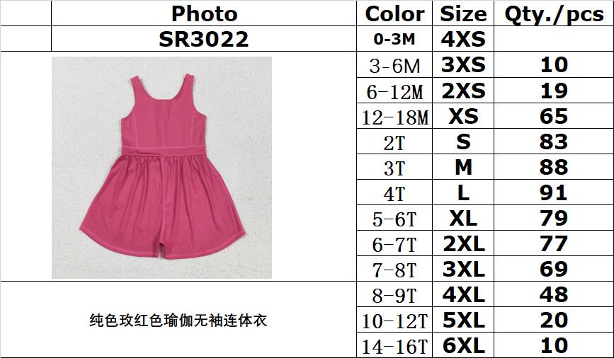 RTS NO MOQ SR3022 Pure rose red yoga sleeveless jumpsuit