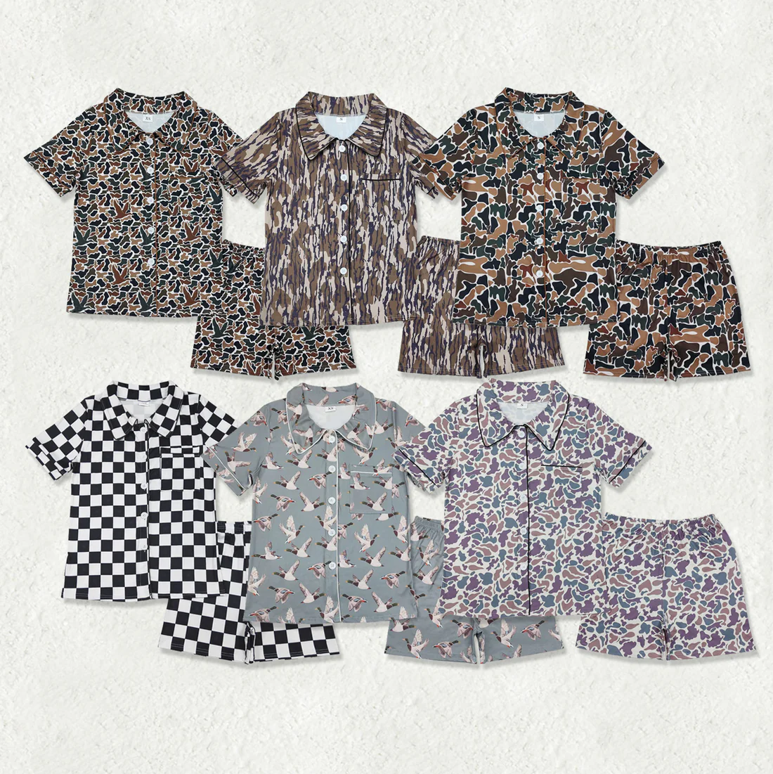 RTS NO MOQ Sibling Adult Girls Button Cardigan Short Sleeve Shorts Pajama Set: Leopard & Geometric Stripes