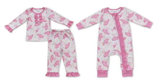 RTS NO MOQ Heart Pink Ballet Tutu Long Sleeve Pants Set  Heart Pink Ballet Tutu romper