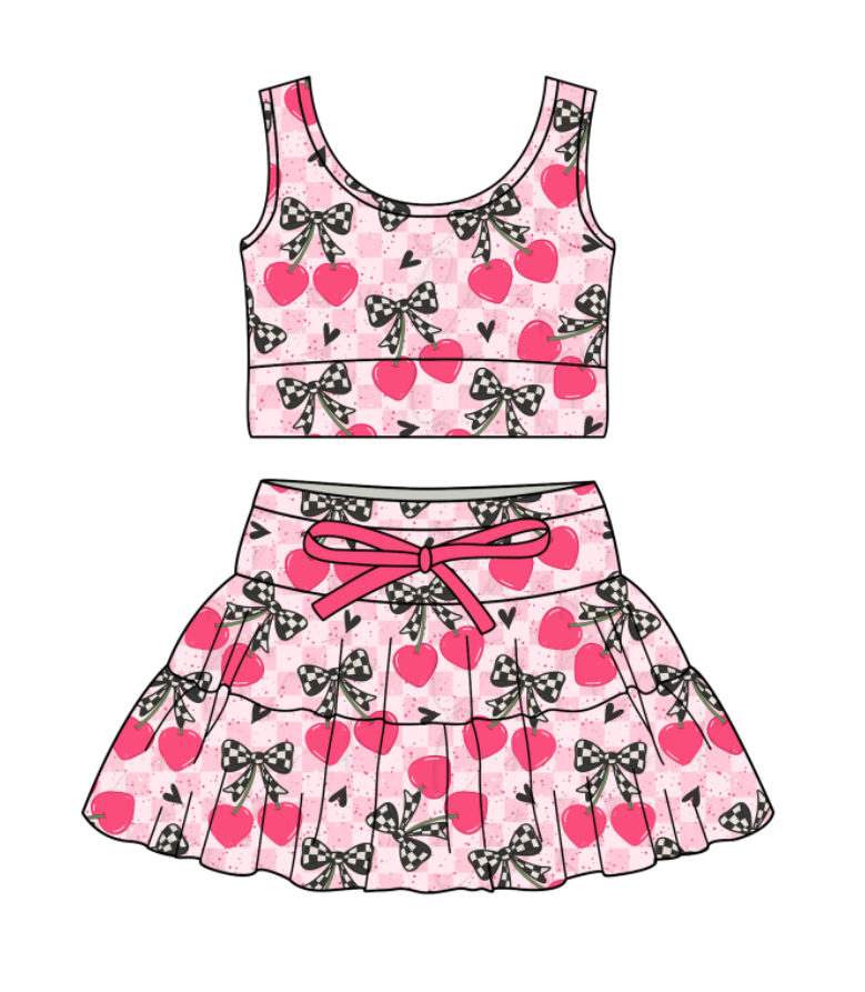 Custom moq 5 mix size milk silk baby girl clothes summer love bow sleeveless skirts sets