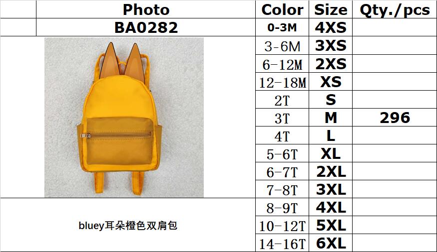 RTS NO MOQ ETA 5/7days Arrived BA0282 Bluey ears orange backpack