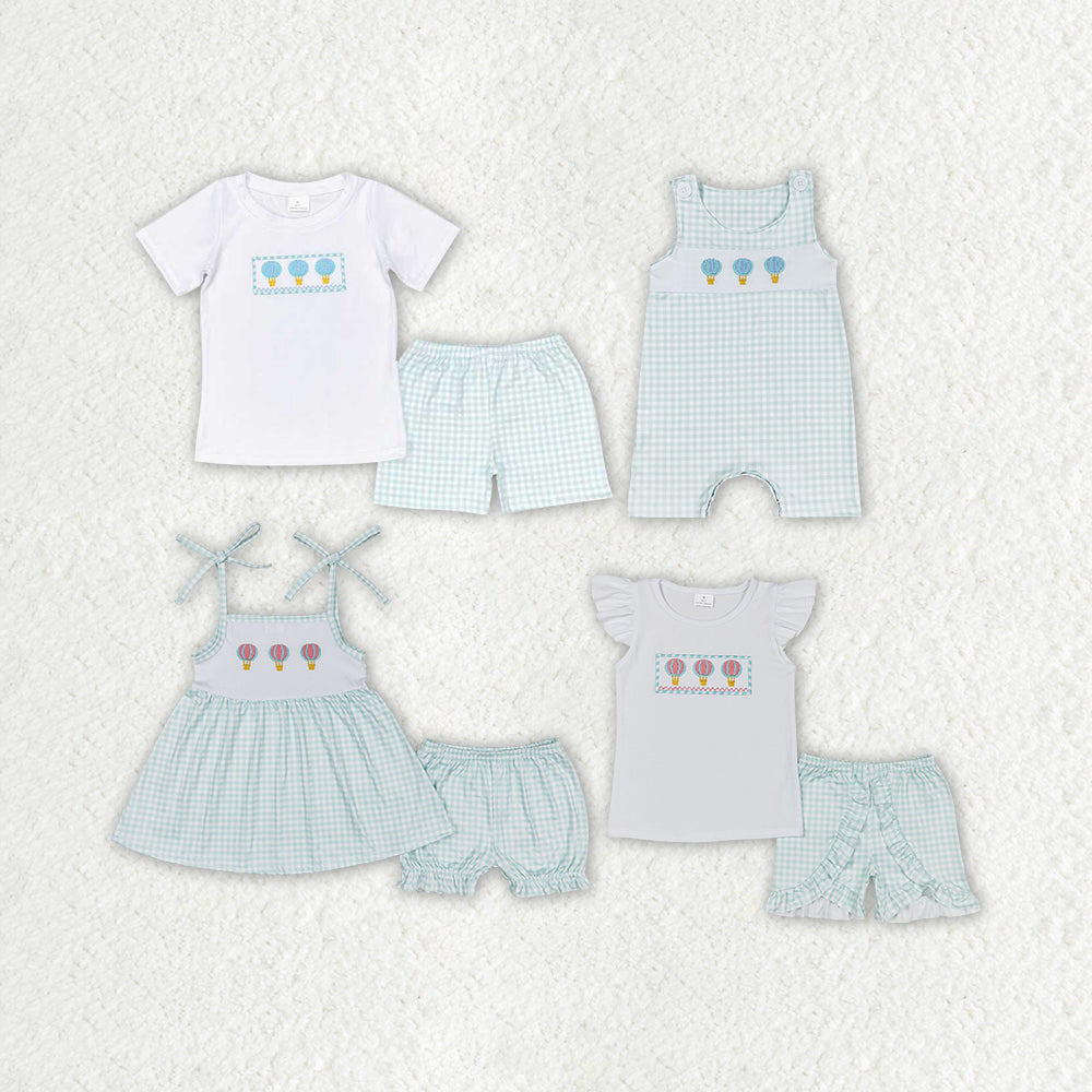 RTS NO MOQ Embroidery short-sleeved shorts suit & short-sleeved sets and romper