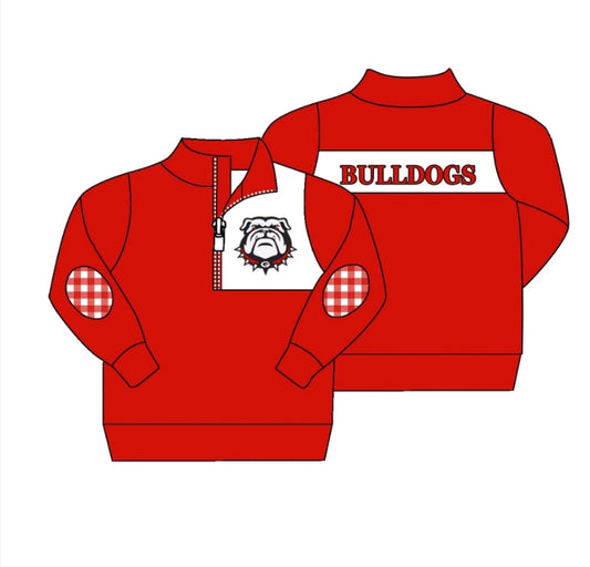 Deadline September 20 custom no moq eta 6-8weeks Red Dog Head Boys Stand Collar Zipper Pullover Jacket