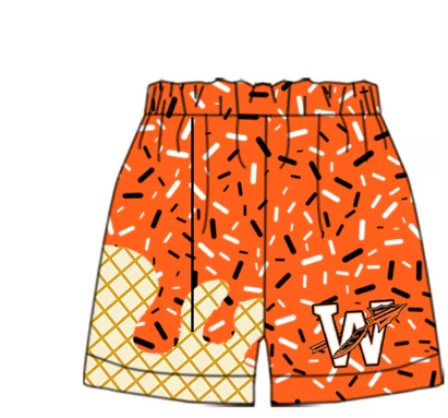PRE ORDER Deadline July 28 custom no moq Children's boutique clothing Orange, black and white ice cream shorts adult  shorts