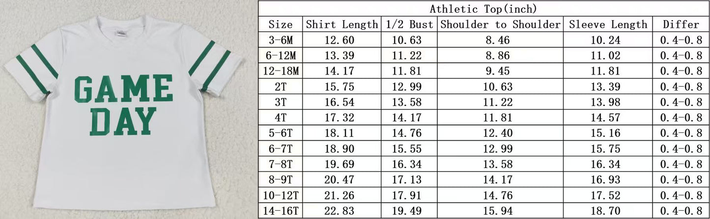 RTS NO MOQ（In Stock) GT1102 Game Day white yoga short-sleeved top with offset red lettering and stripes