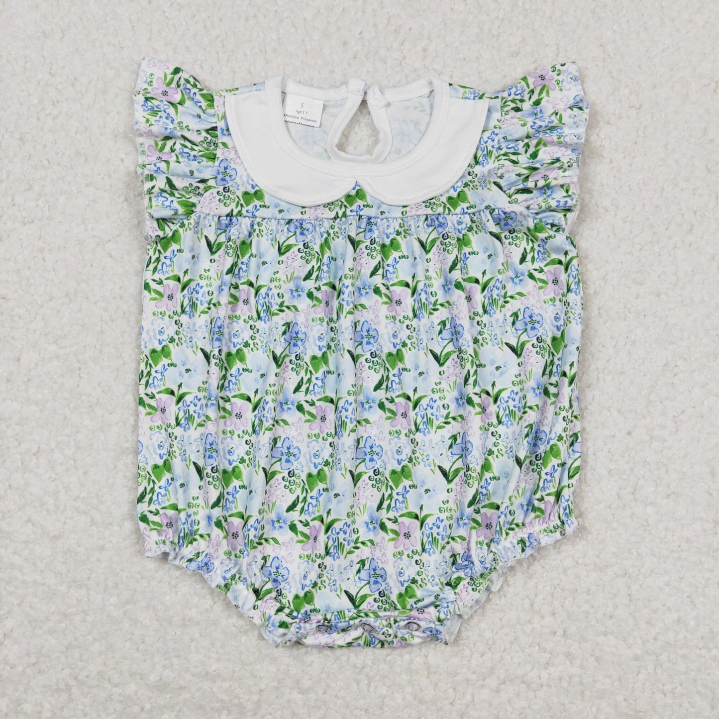 SR1004 Floral White Baby Doll Neck Tank Bodysuit