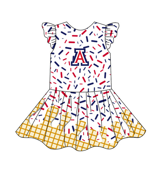 custom moq 3 eta 6-7weeks baby girls clothes team flying Sleeves Dress