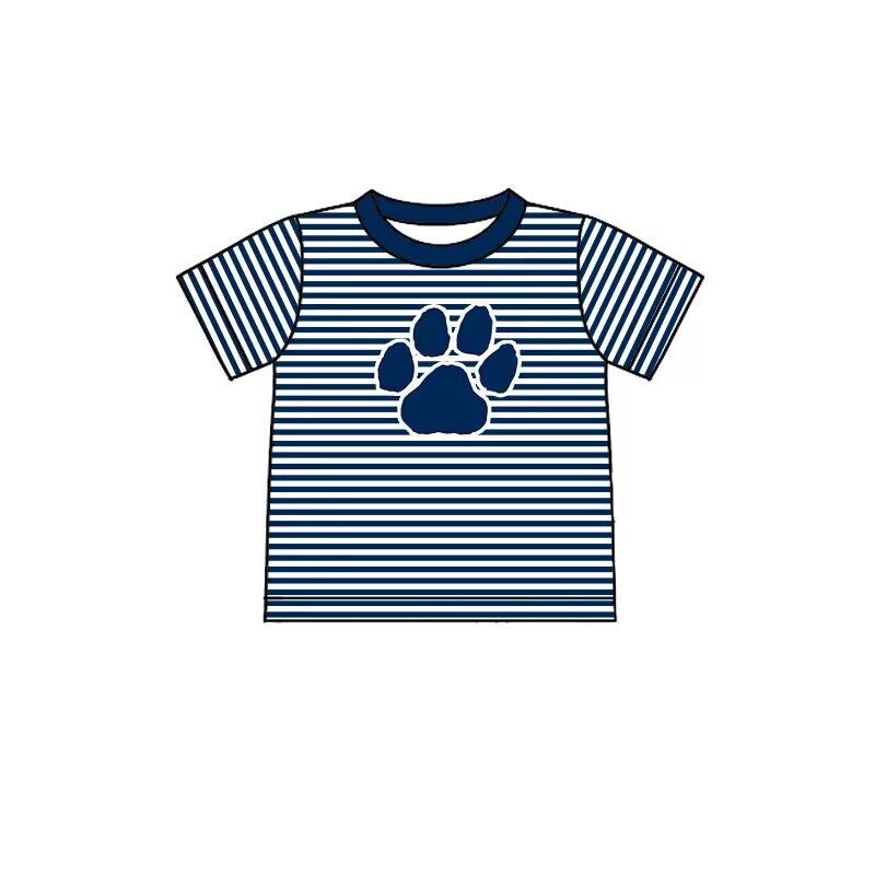 custom moq 3 team eta 6-8weeks team baby boys clothes navy blue striped short sleeves top